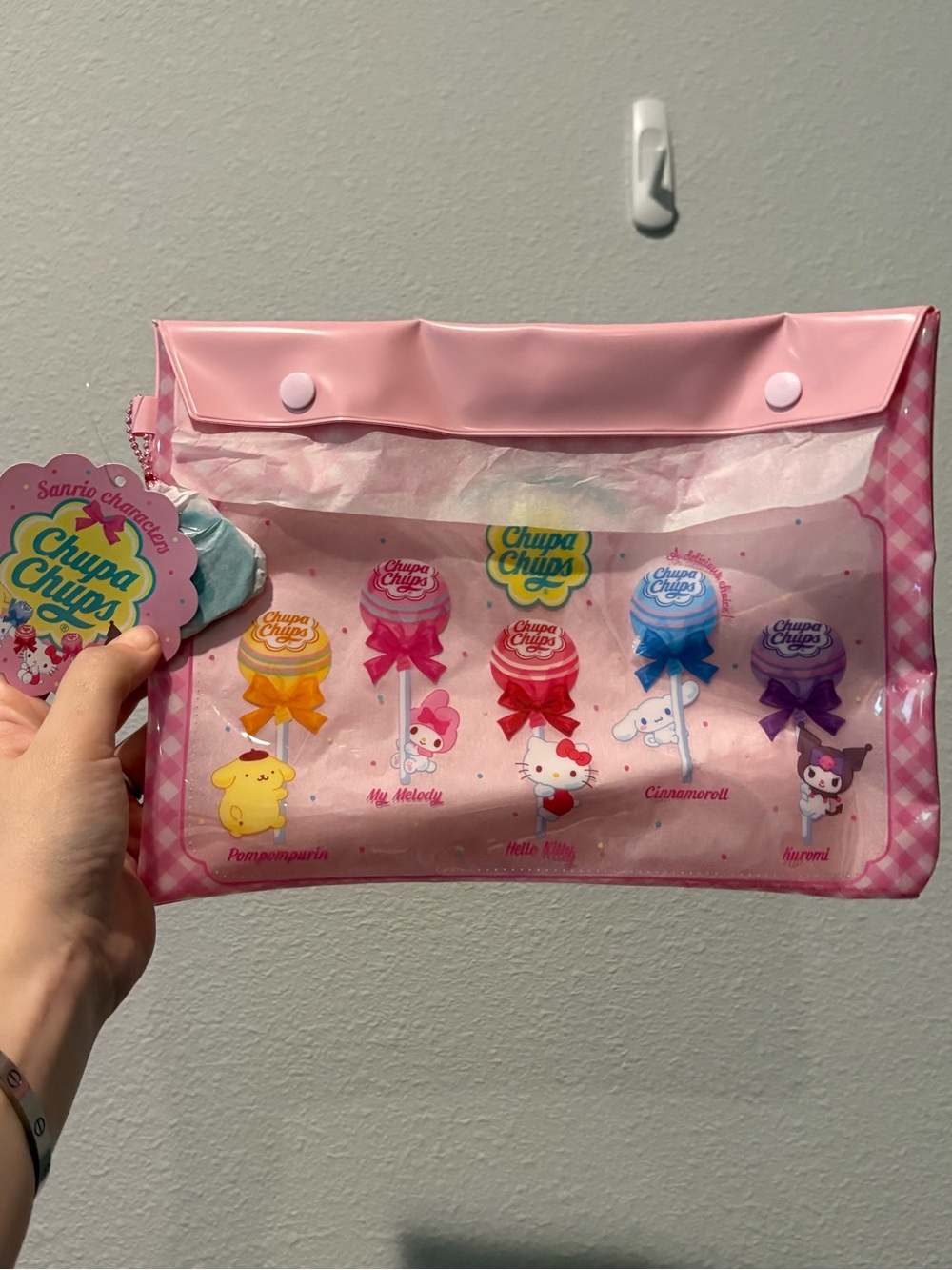 Sanrio Pink Chupa Chups Cosmetic Pouch with Character Print - Picture 2 of 3